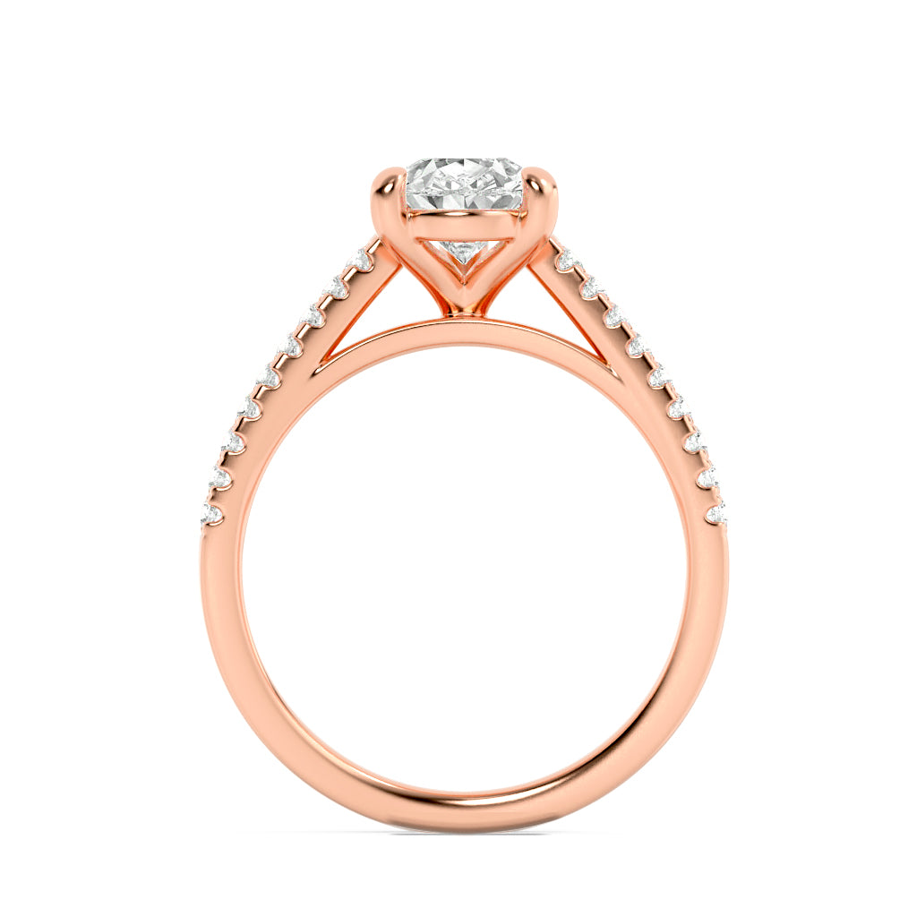 2CTW Pear Shaped Lab Grown Diamond (G/VS) Cross Shank Accented Engagement Ring in 14K Gold