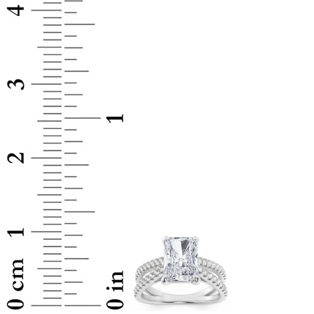 2CTW Radiant Shaped Lab Grown Diamond (F/VS) Engagement Ring in 14K Gold