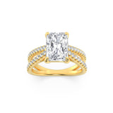 2CTW Radiant Shaped Lab Grown Diamond (F/VS) Engagement Ring in 14K Gold