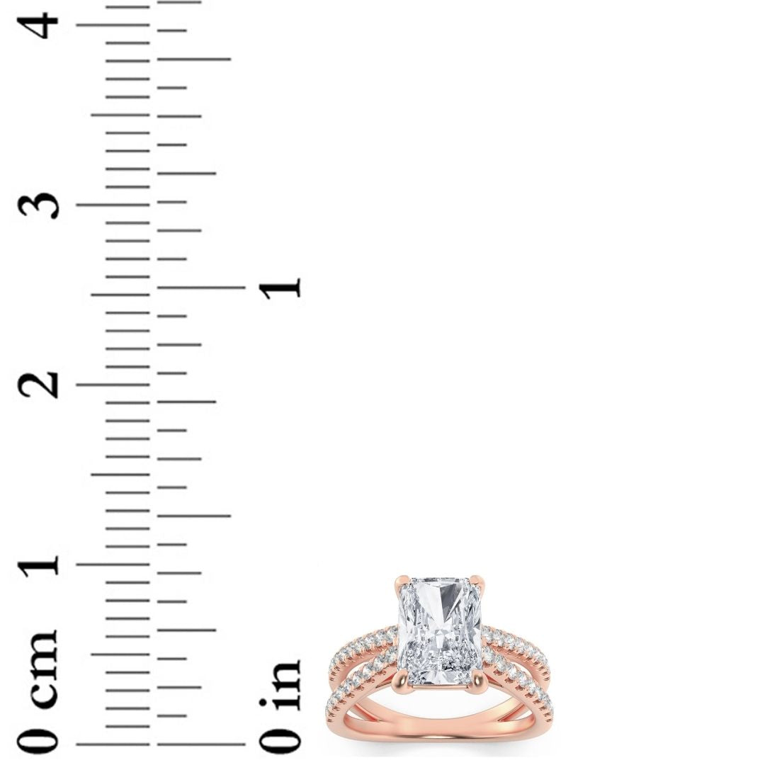 2CTW Radiant Shaped Lab Grown Diamond (F/VS) Engagement Ring in 14K Gold