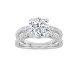 2CTW Round Shaped Lab Grown Diamond (F/VS) Cross Shank Accented Engagement Ring in 14K Gold