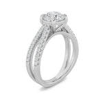 2CTW Round Shaped Lab Grown Diamond (F/VS) Cross Shank Accented Engagement Ring in 14K Gold