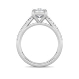 2CTW Round Shaped Lab Grown Diamond (F/VS) Cross Shank Accented Engagement Ring in 14K Gold