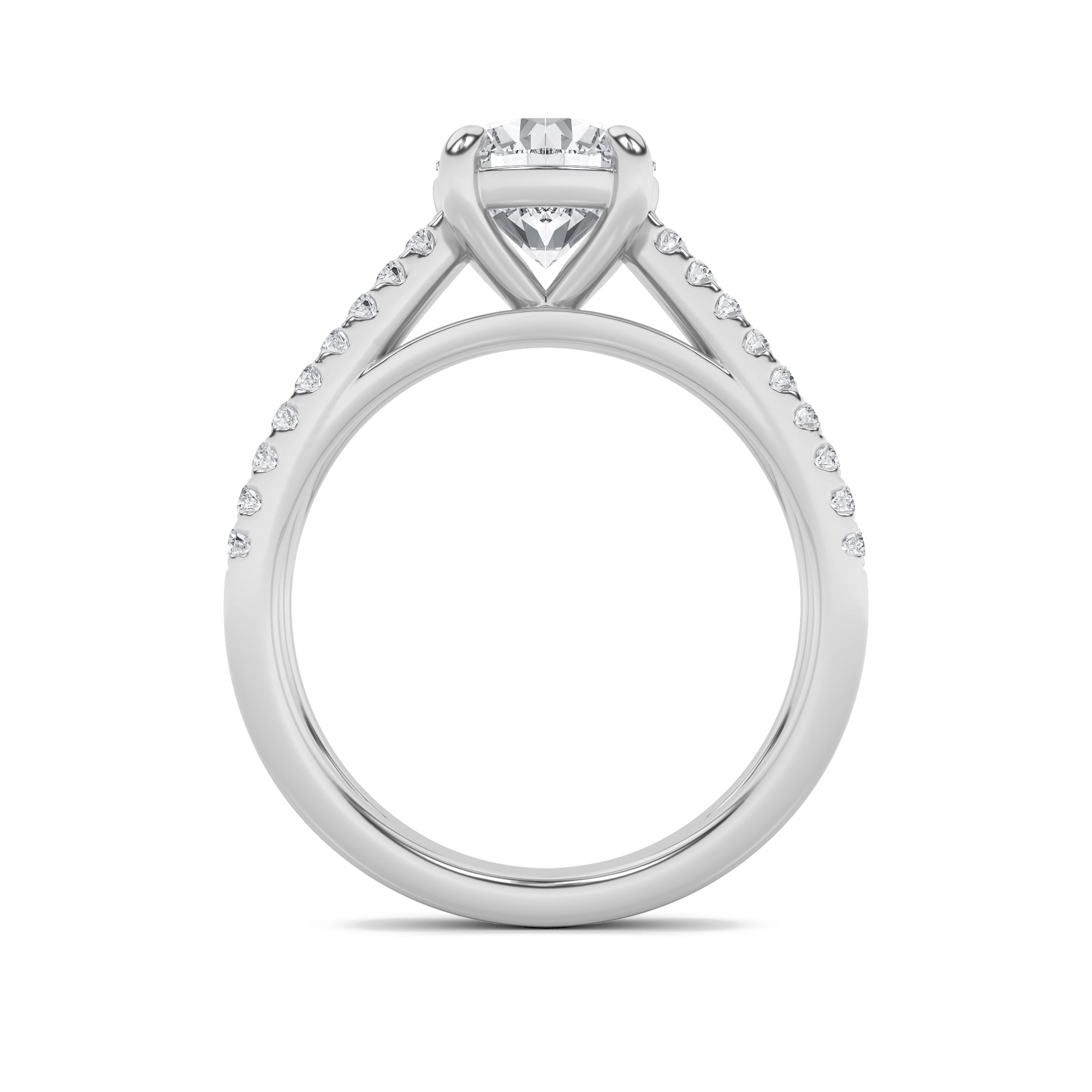2CTW Round Shaped Lab Grown Diamond (F/VS) Cross Shank Accented Engagement Ring in 14K Gold