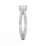 2CTW Round Shaped Lab Grown Diamond (F/VS) Cross Shank Accented Engagement Ring in 14K Gold
