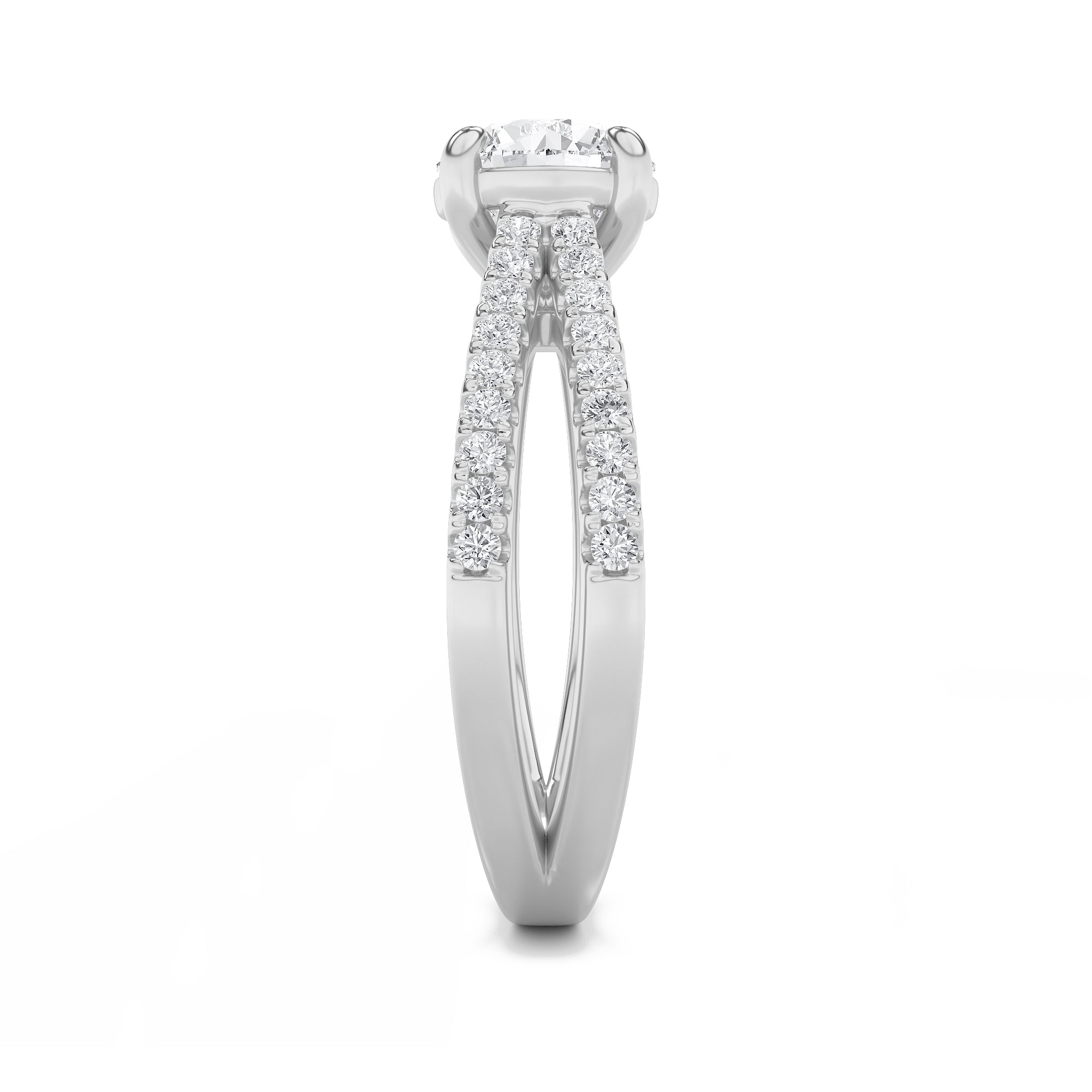 2CTW Round Shaped Lab Grown Diamond (F/VS) Cross Shank Accented Engagement Ring in 14K Gold