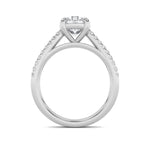 2CTW Round Shaped Lab Grown Diamond (F/VVS) Cross Shank Accented Engagement Ring in 14K Gold