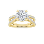 2CTW Round Shaped Lab Grown Diamond (F/VS) Cross Shank Accented Engagement Ring in 14K Gold