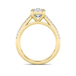 2CTW Round Shaped Lab Grown Diamond (F/VS) Cross Shank Accented Engagement Ring in 14K Gold