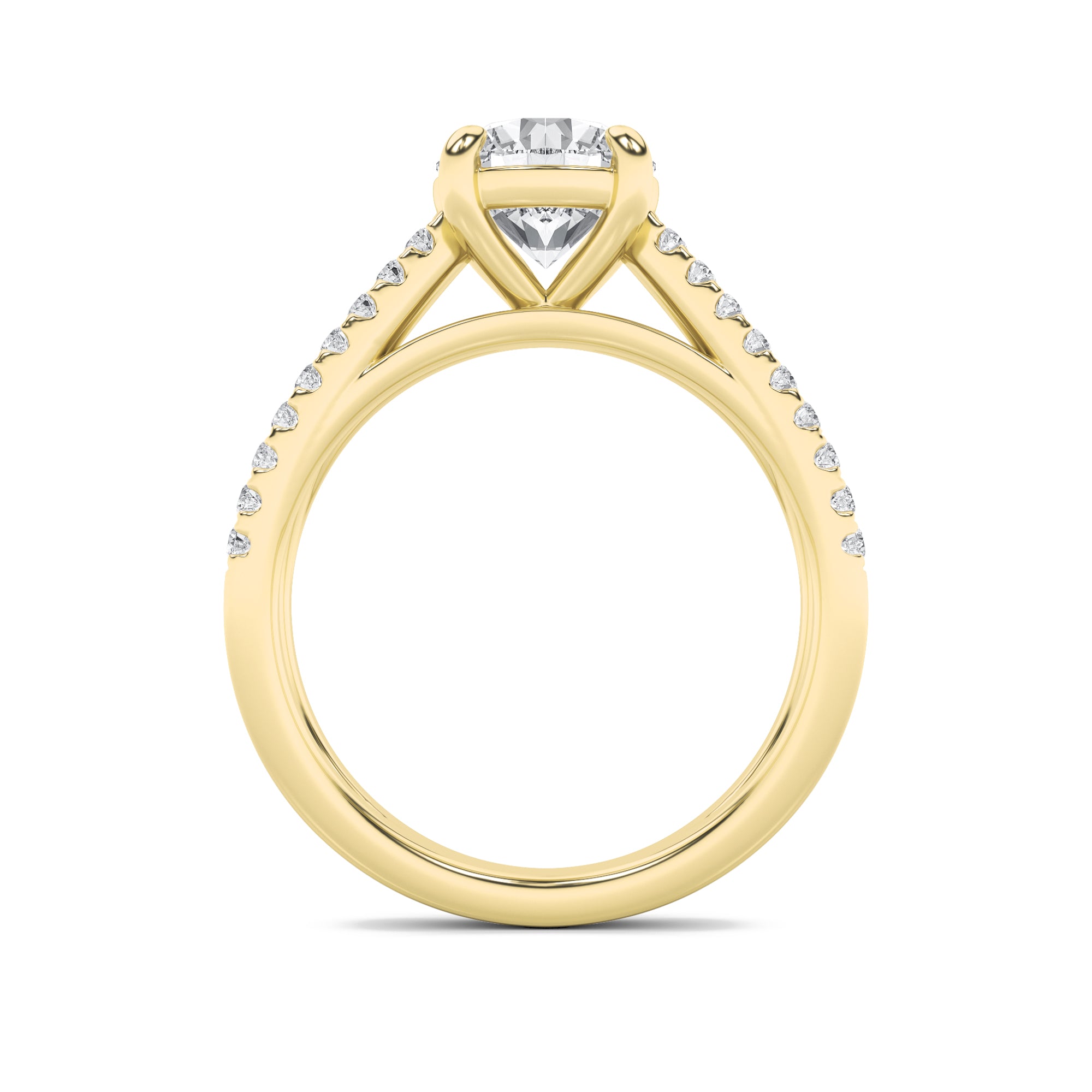 2CTW Round Shaped Lab Grown Diamond (F/VS) Cross Shank Accented Engagement Ring in 14K Gold