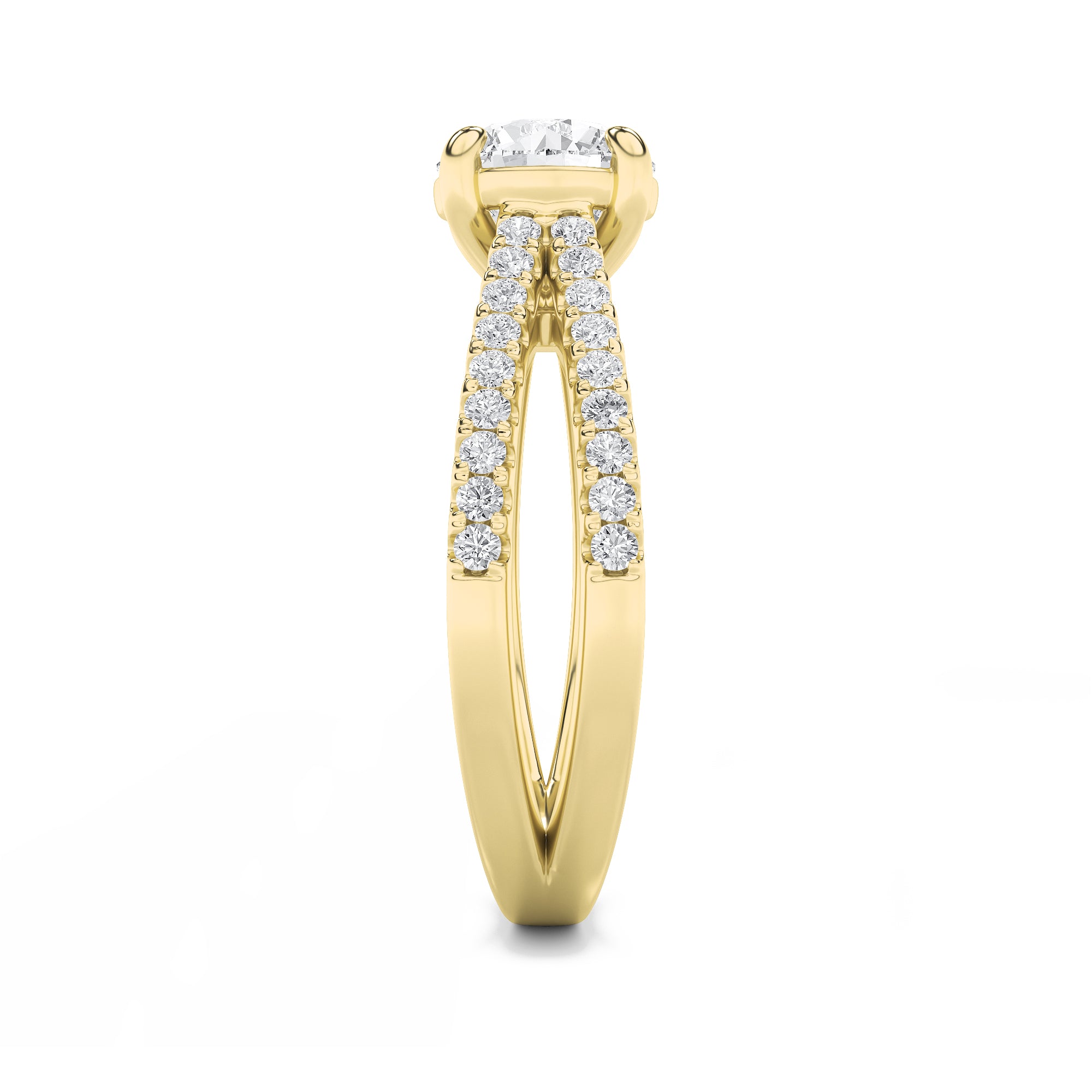 2CTW Round Shaped Lab Grown Diamond (F/VS) Cross Shank Accented Engagement Ring in 14K Gold