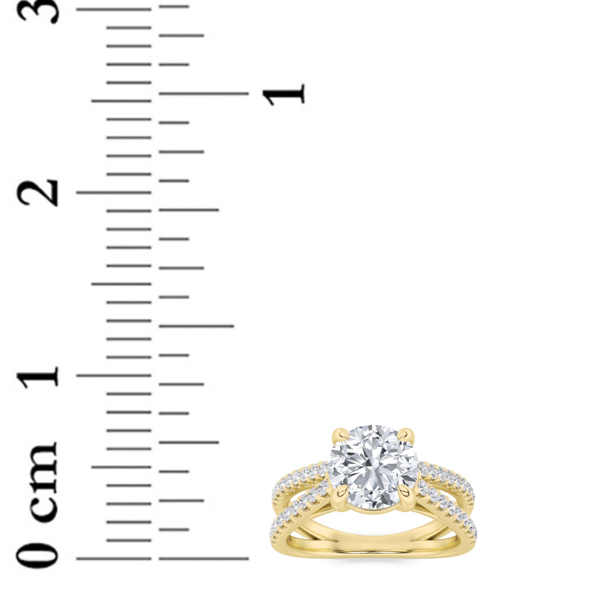 2CTW Round Shaped Lab Grown Diamond (F/VS) Cross Shank Accented Engagement Ring in 14K Gold