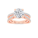 2CTW Round Shaped Lab Grown Diamond (F/VS) Cross Shank Accented Engagement Ring in 14K Gold