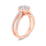 2CTW Round Shaped Lab Grown Diamond (F/VS) Cross Shank Accented Engagement Ring in 14K Gold