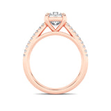 2CTW Round Shaped Lab Grown Diamond (F/VS) Cross Shank Accented Engagement Ring in 14K Gold