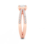 2CTW Round Shaped Lab Grown Diamond (F/VS) Cross Shank Accented Engagement Ring in 14K Gold