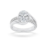 2CTW Oval Shaped Lab Grown Diamond (G/VS) Swirl Shank Accented Engagement Ring in 14K Gold