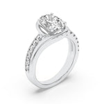 2CTW Oval Shaped Lab Grown Diamond (G/VS) Swirl Shank Accented Engagement Ring in 14K Gold