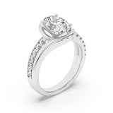 2CTW Oval Shaped Lab Grown Diamond (G/VS) Swirl Shank Accented Engagement Ring in 14K Gold