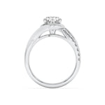 2CTW Oval Shaped Lab Grown Diamond (G/VS) Swirl Shank Accented Engagement Ring in 14K Gold