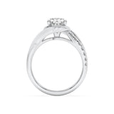 2CTW Oval Shaped Lab Grown Diamond (G/VS) Swirl Shank Accented Engagement Ring in 14K Gold