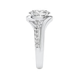 2CTW Oval Shaped Lab Grown Diamond (G/VS) Swirl Shank Accented Engagement Ring in 14K Gold