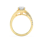 2CTW Oval Shaped Lab Grown Diamond (F/VS) Swirl Shank Accented Engagement Ring in 14K Gold