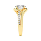 2CTW Oval Shaped Lab Grown Diamond (F/VS) Swirl Shank Accented Engagement Ring in 14K Gold