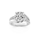 2CTW Round Shaped Lab Grown Diamond (G/VS) Swirl Shank Accented Engagement Ring in 14K Gold