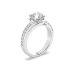 2CTW Round Shaped Lab Grown Diamond (G/VS) Swirl Shank Accented Engagement Ring in 14K Gold