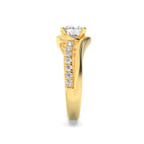 2CTW Round Shaped Lab Grown Diamond (F/VS) Swirl Shank Accented Engagement Ring in 14K Gold