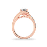 2CTW Round Shaped Lab Grown Diamond (F/VS) Swirl Shank Accented Engagement Ring in 14K Gold