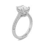 3CTW Oval Shaped Lab Grown Diamond (F/VS) Triple Row Accented Engagement Ring in 14K Gold