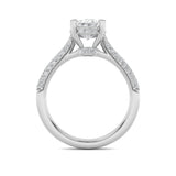 3CTW Oval Shaped Lab Grown Diamond (F/VS) Triple Row Accented Engagement Ring in 14K Gold