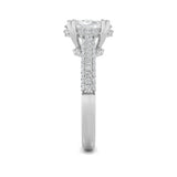 3CTW Oval Shaped Lab Grown Diamond (F/VS) Triple Row Accented Engagement Ring in 14K Gold