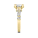 3CTW Oval Shaped Lab Grown Diamond (F/VS) Triple Row Accented Engagement Ring in 14K Gold