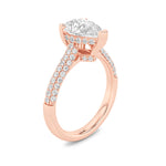 3CTW Pear Shaped Lab Grown Diamond (F/VS) Triple Row Accented Engagement Ring in 14K Gold