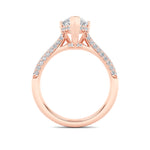 3CTW Pear Shaped Lab Grown Diamond (F/VS) Triple Row Accented Engagement Ring in 14K Gold