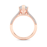 3CTW Pear Shaped Lab Grown Diamond (F/VS) Triple Row Accented Engagement Ring in 14K Gold