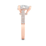 3CTW Pear Shaped Lab Grown Diamond (F/VS) Triple Row Accented Engagement Ring in 14K Gold