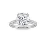 3CTW Round Shaped Lab Grown Diamond (F/VS) Triple Row Accented Engagement Ring in 14K Gold