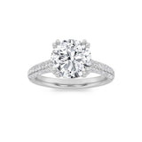 3CTW Round Shaped Lab Grown Diamond (F/VS) Triple Row Accented Engagement Ring in 14K Gold
