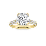 3CTW Round Shaped Lab Grown Diamond (F/VS) Triple Row Accented Engagement Ring in 14K Gold