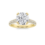 3CTW Round Shaped Lab Grown Diamond (F/VS) Triple Row Accented Engagement Ring in 14K Gold