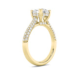 3CTW Round Shaped Lab Grown Diamond (F/VS) Triple Row Accented Engagement Ring in 14K Gold