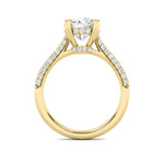 3CTW Round Shaped Lab Grown Diamond (F/VS) Triple Row Accented Engagement Ring in 14K Gold