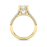 3CTW Round Shaped Lab Grown Diamond (F/VS) Triple Row Accented Engagement Ring in 14K Gold