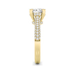 3CTW Round Shaped Lab Grown Diamond (F/VS) Triple Row Accented Engagement Ring in 14K Gold