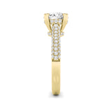 3CTW Round Shaped Lab Grown Diamond (F/VS) Triple Row Accented Engagement Ring in 14K Gold