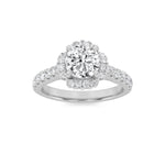 1.5CTW Round Shaped Lab Grown Diamond (F/VVS) Halo Accented Engagement Ring in 14K Gold